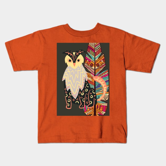 Mexican Alebrije folk art owl-leopard artwork Kids T-Shirt by waltzart